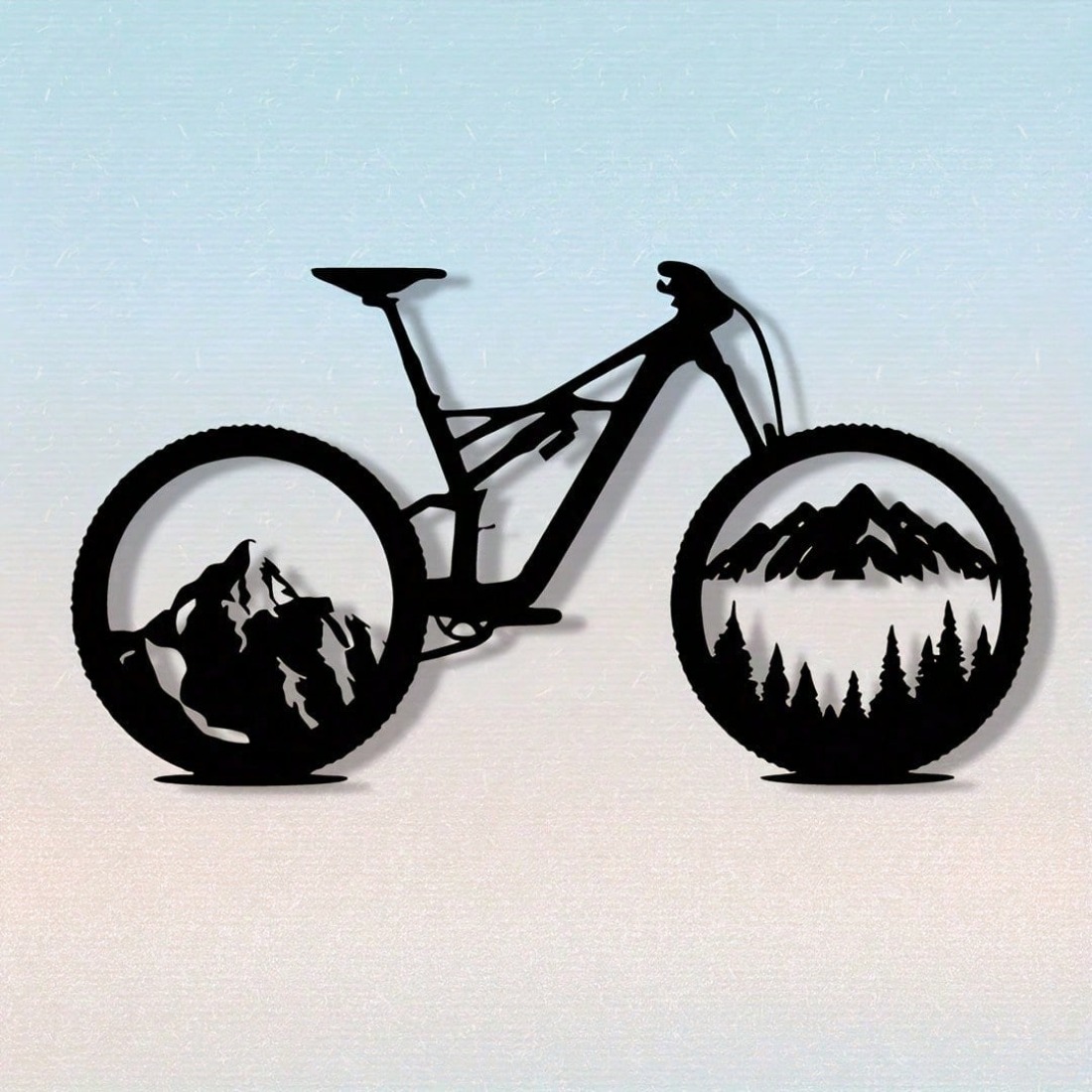 Mountain Biking Gifts - Black Metal Mountain Bike Tire Art,