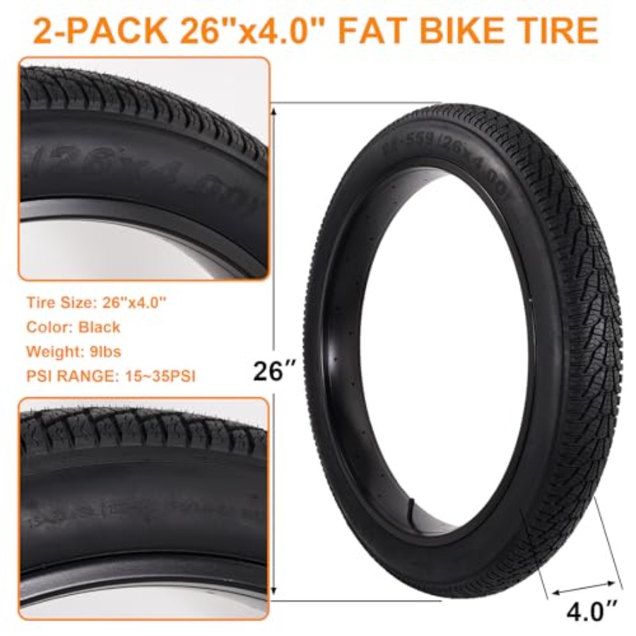 2-Pack 26x4.0 Fat Bike Tire, 2 - đánh giá và giá Mountain Biking Tube